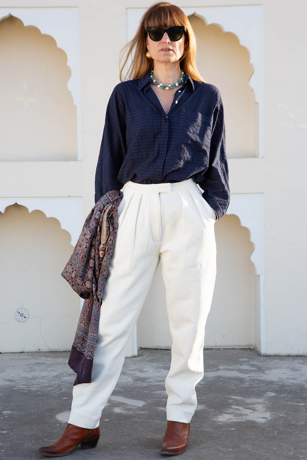 AMMAN SHIRT | Handwoven Navy Checkerboard