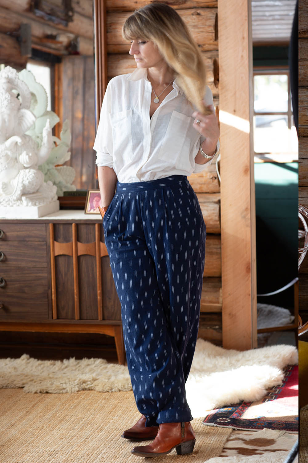 BOMBAY TROUSERS | Handwoven Navy Ikat