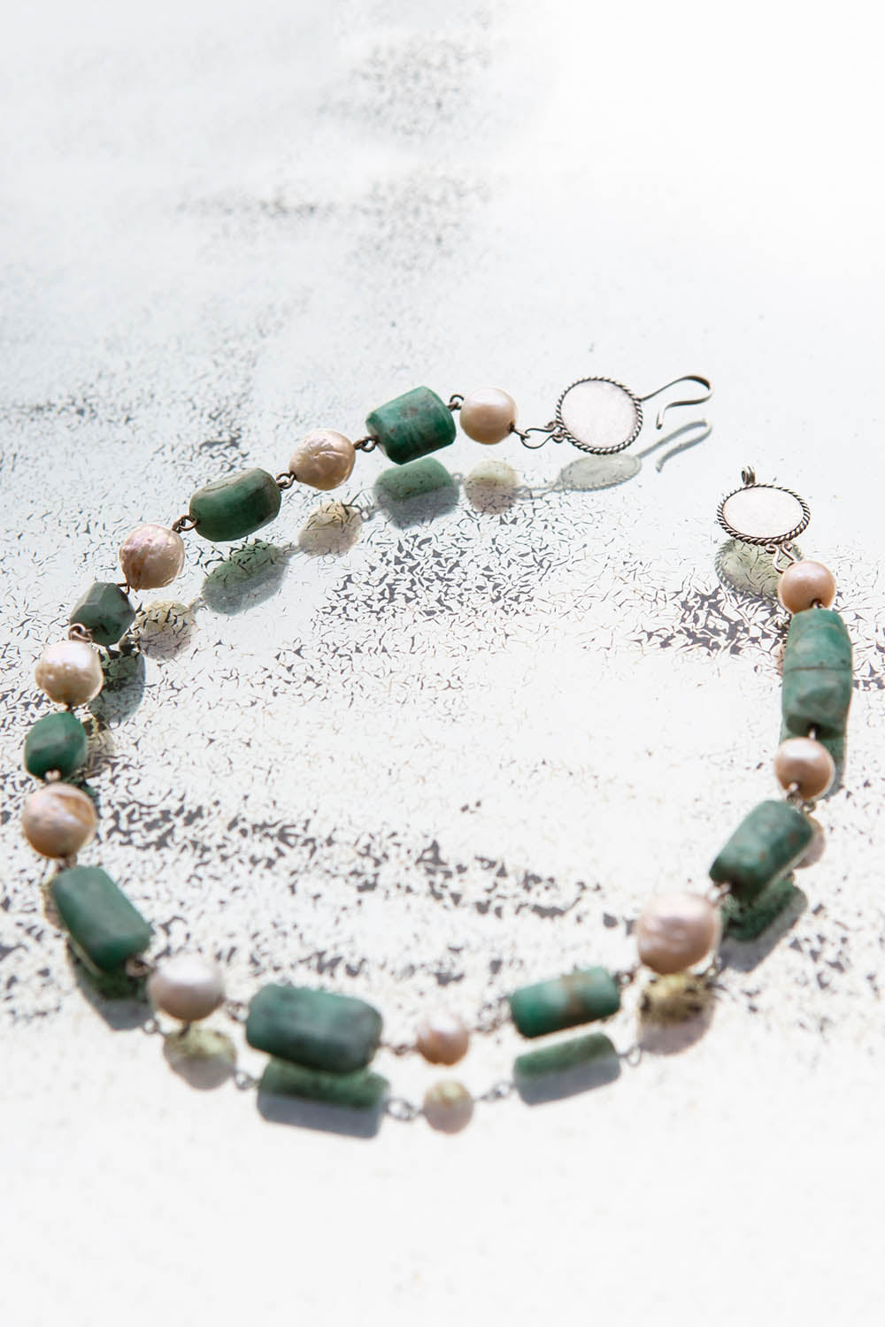 BYZANTINE CHAIN NECKLACE | Emerald & Pearl