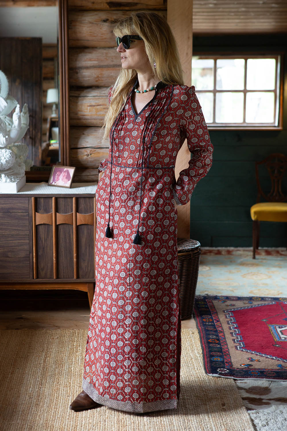 SAMARKAND DRESS | Handwoven Silk Cotton Natural Dye Block Print