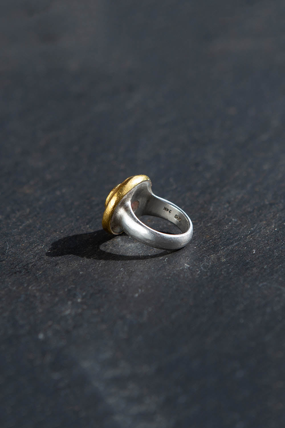 RHODOLITE STEP RING | Silver & 23K Gold