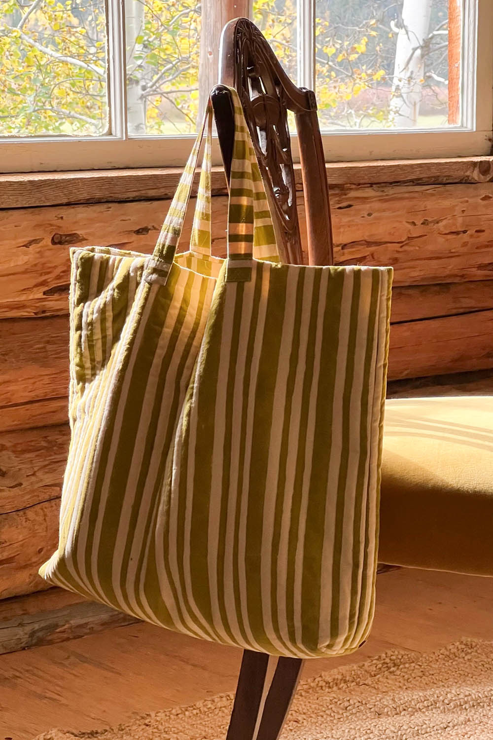 STIGES TOTE BAG | Mustard Stripe Block Print