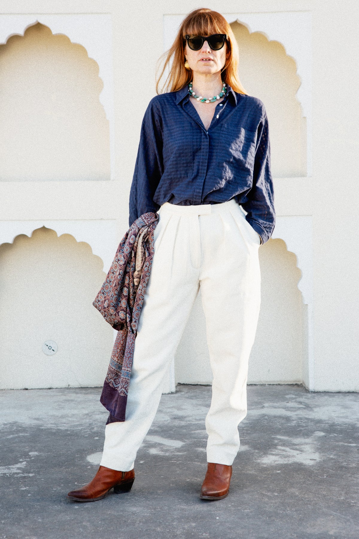PANTALONI PARIS | Twill di cotone alabastro tessuto a mano