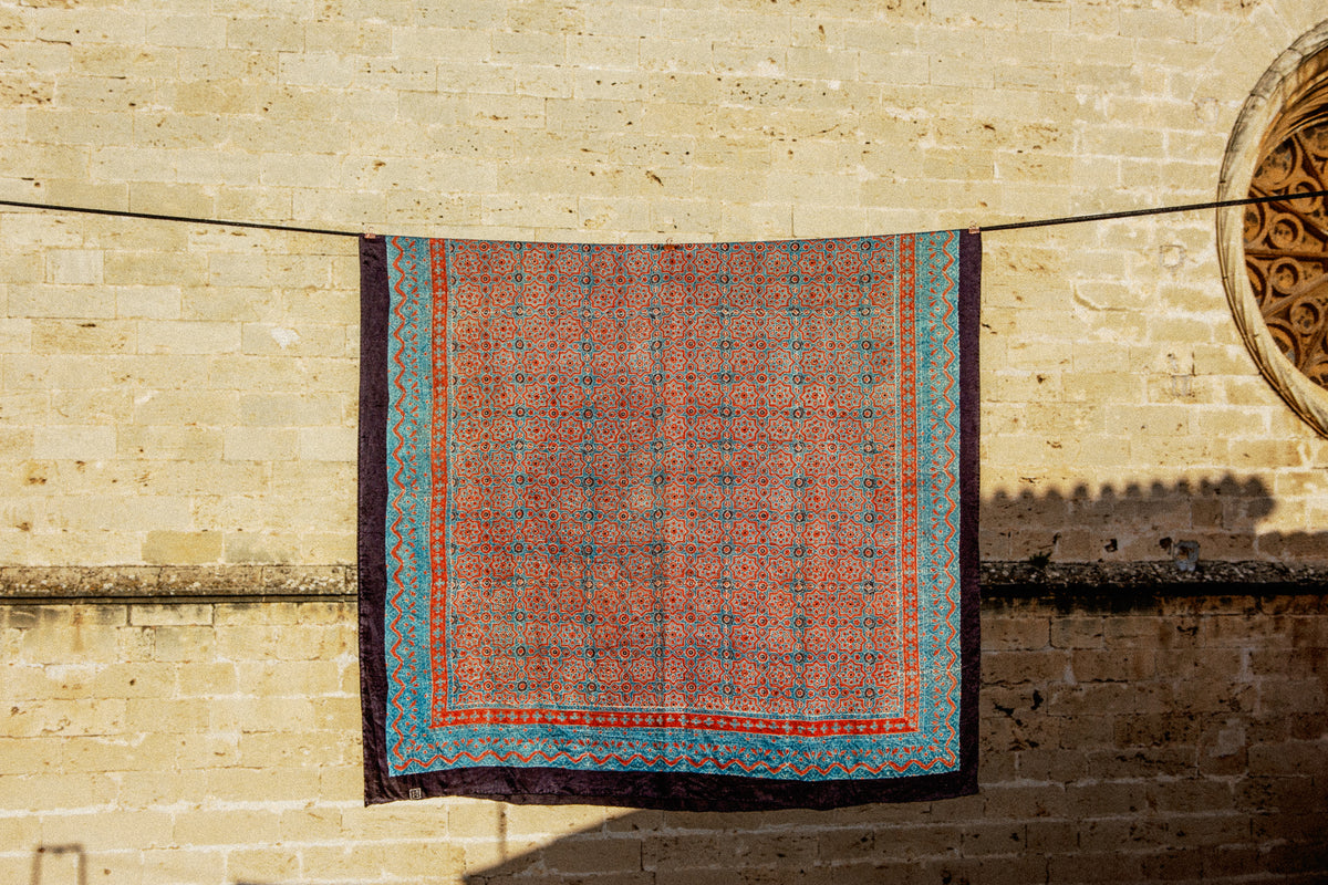 Shayla, block-printed fine silk in natural dye