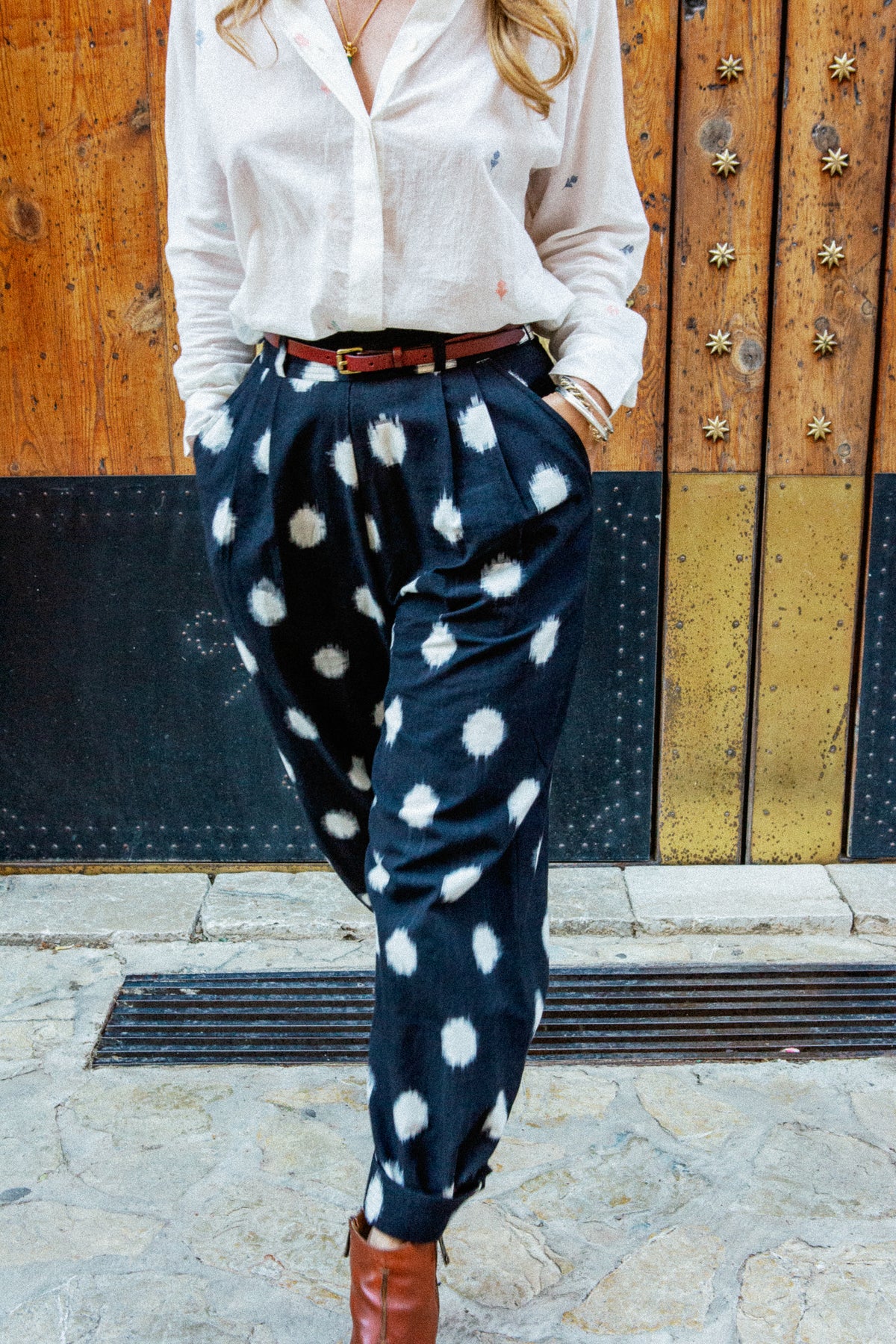 BOMBAY-HOSE | Handgewebter Neige-Ikat