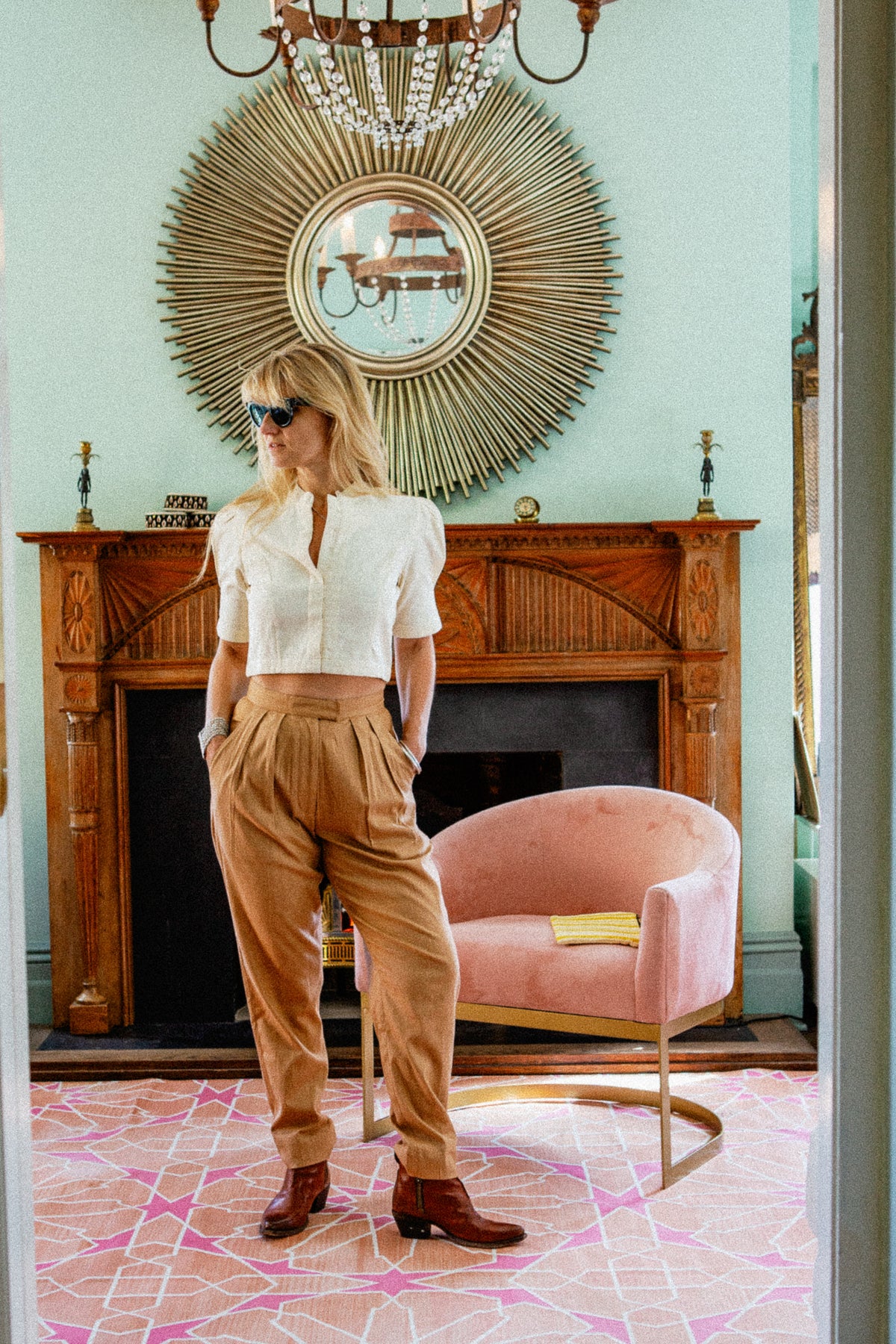 PARIS HOSE | Handgewebte Khadi-Baumwolle in Altrosa
