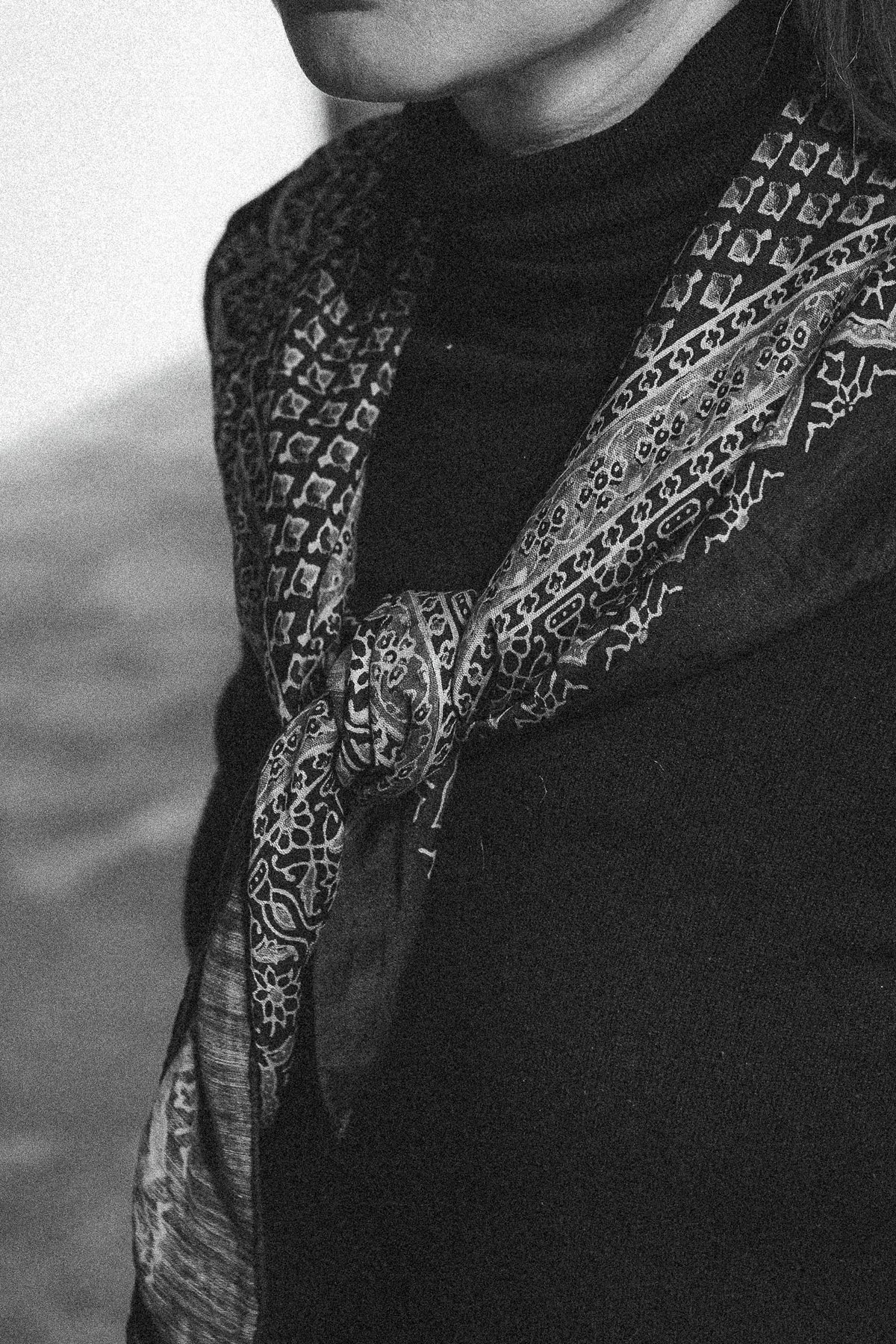 Medium Square, block-printed fine silk in natural dye