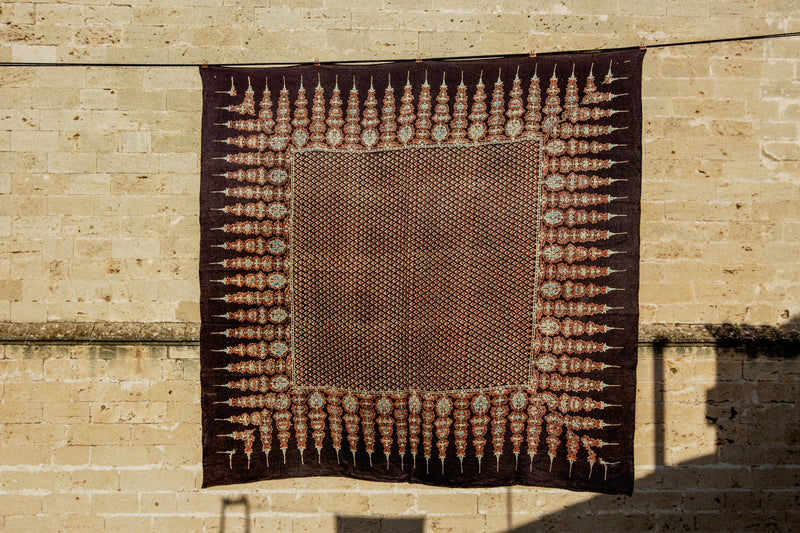 LARGE SQUARE 03 | Natural Dye Block Printed Fine Silk