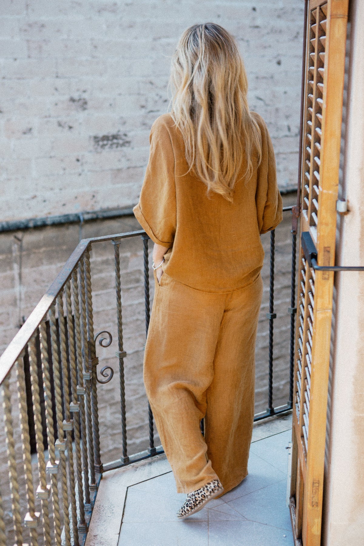 Cedar Trousers, Lino filato a mano, Caramello