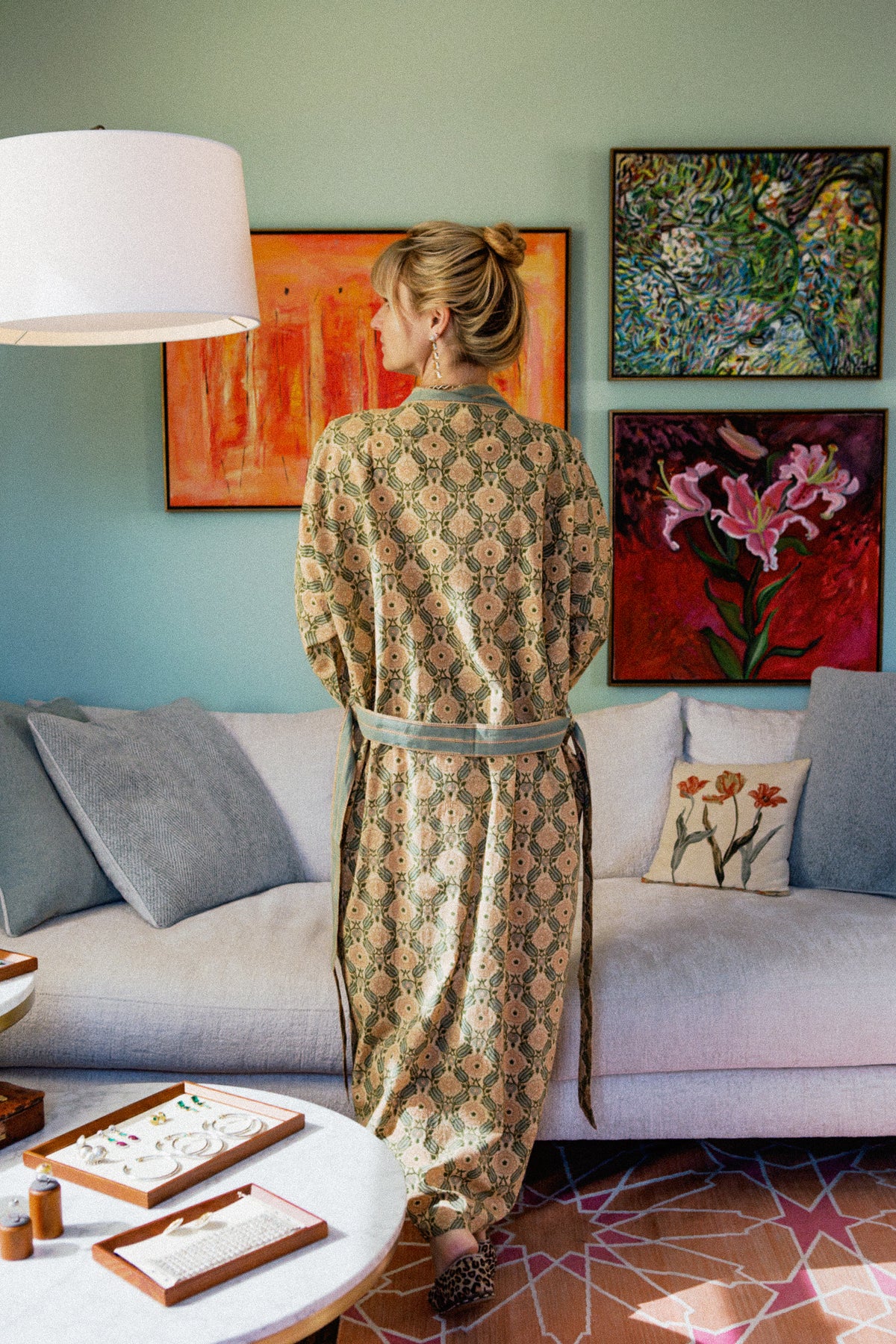 OKANAGAN MORGENMANTEL LANG | Summervine Blockprint