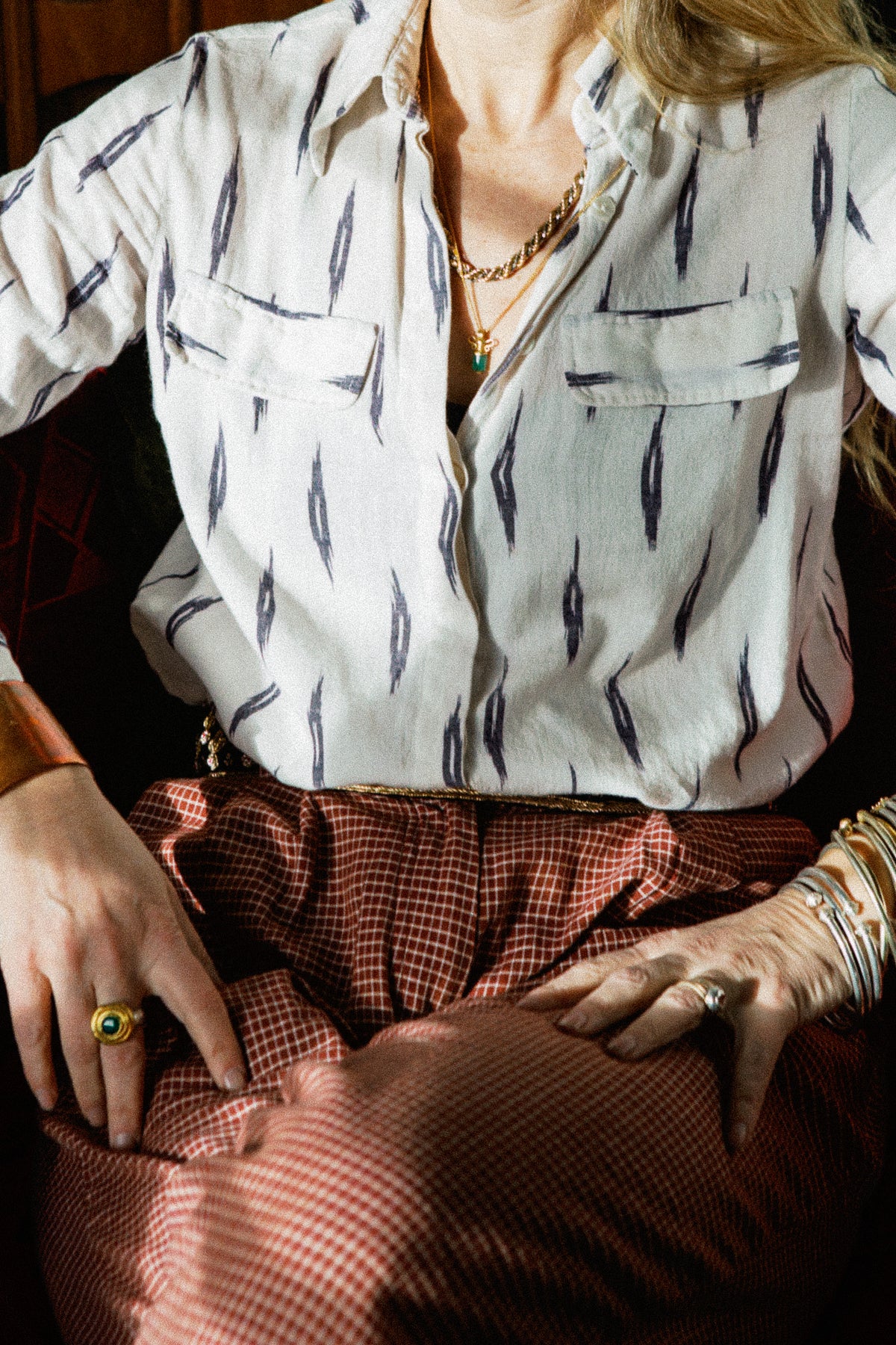 CAMISA SANTA FE | Ikat tejido a mano en color Mesa White