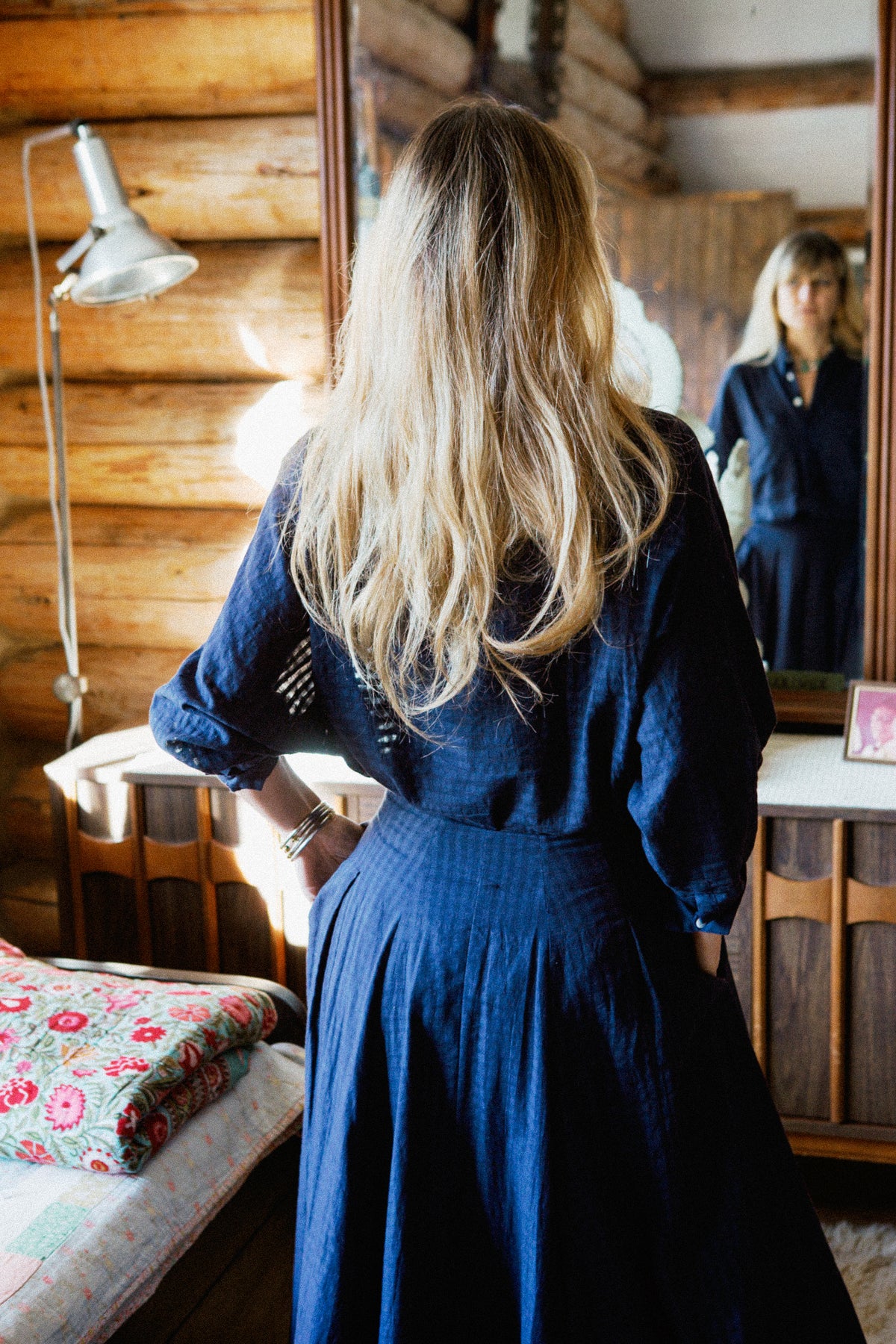 TRIBECA ROCK | Handgewebt Marineblaues Schachbrettmuster