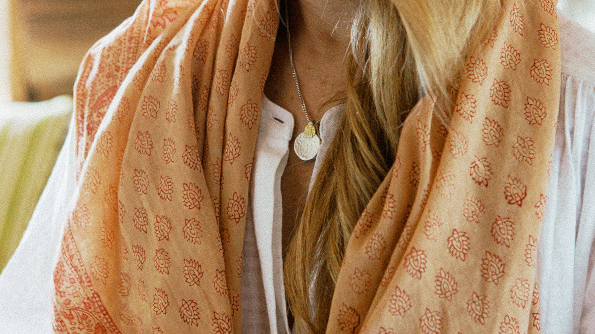 JAIPUR SARONG | Blockprint Altrosa Brombeere