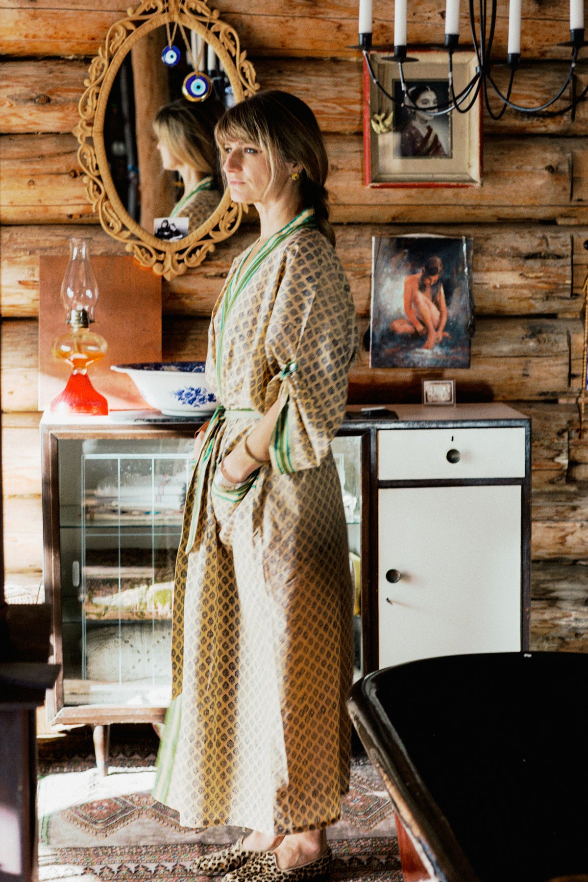 PEIGNOIR LONG OKANAGAN | Imprimé en bloc Kalamalka