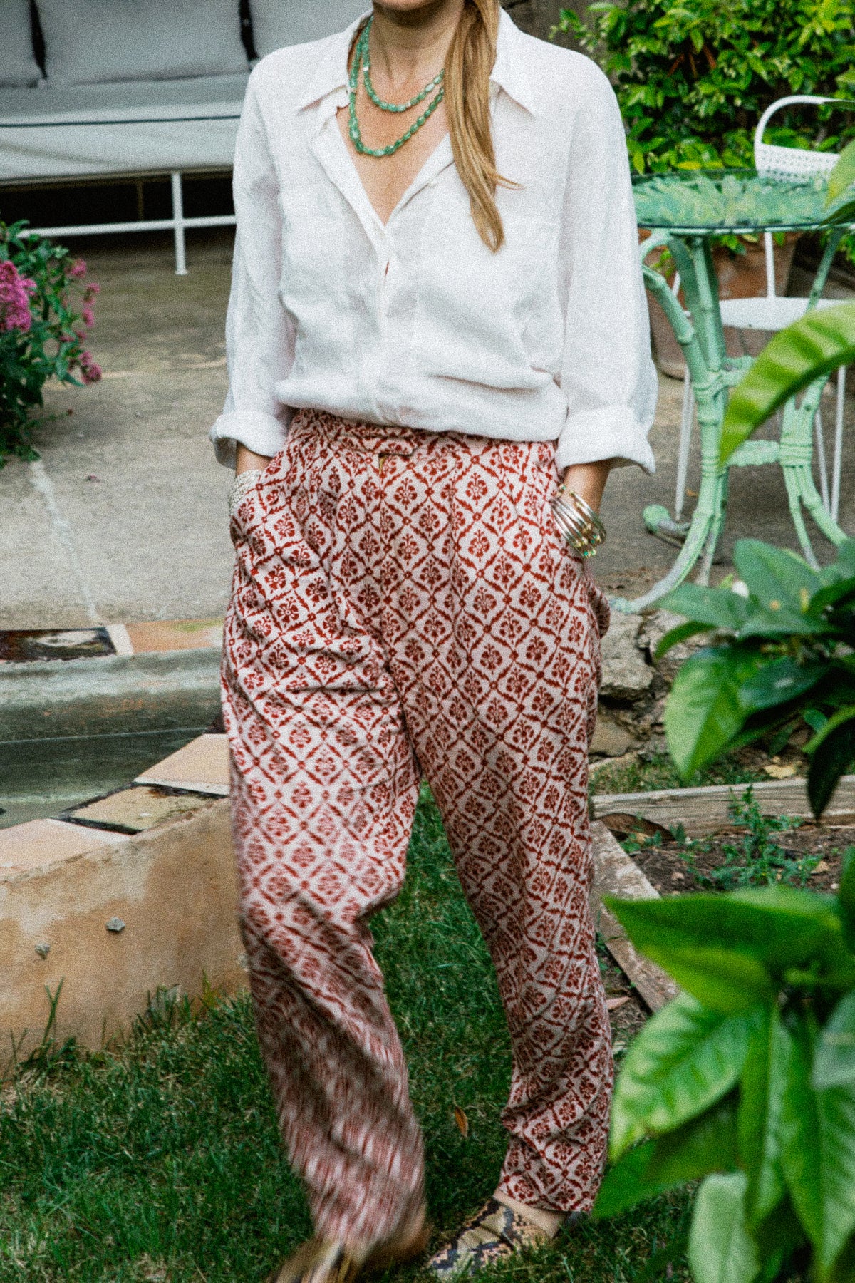 PARIS TROUSERS | Handwoven Natural Dye Block Print in Odeon