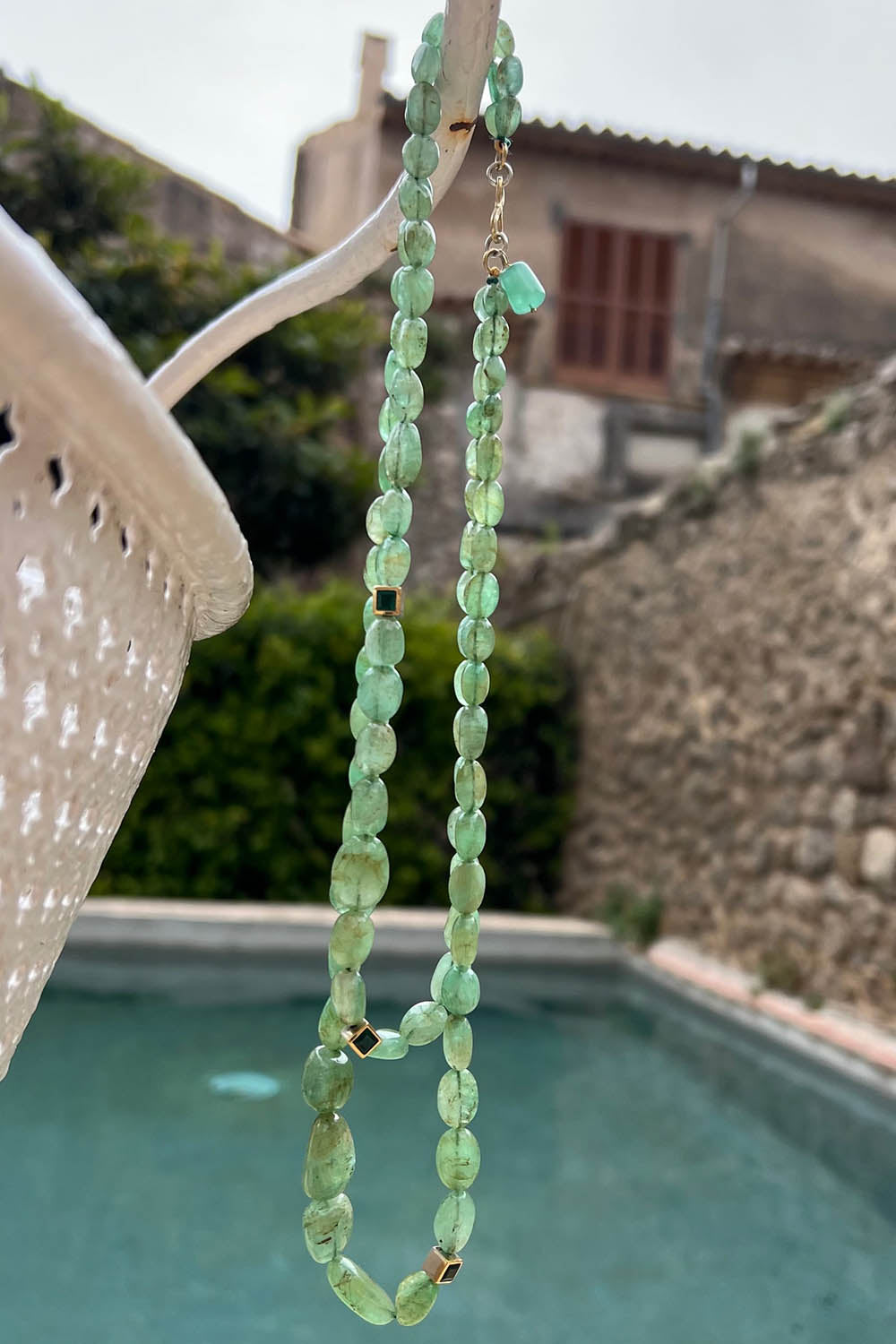 BEAD BOX NECKLACE | Emerald Double Strand