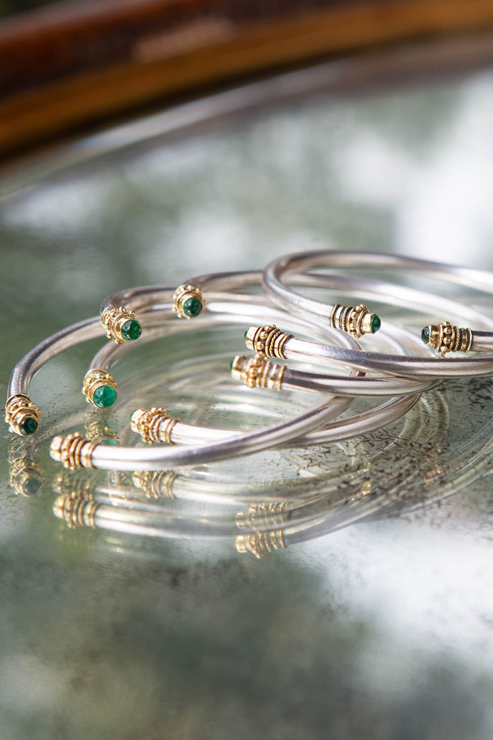 RAJMAHAL BANGLES, 22k Oro, Argento & Smeraldo