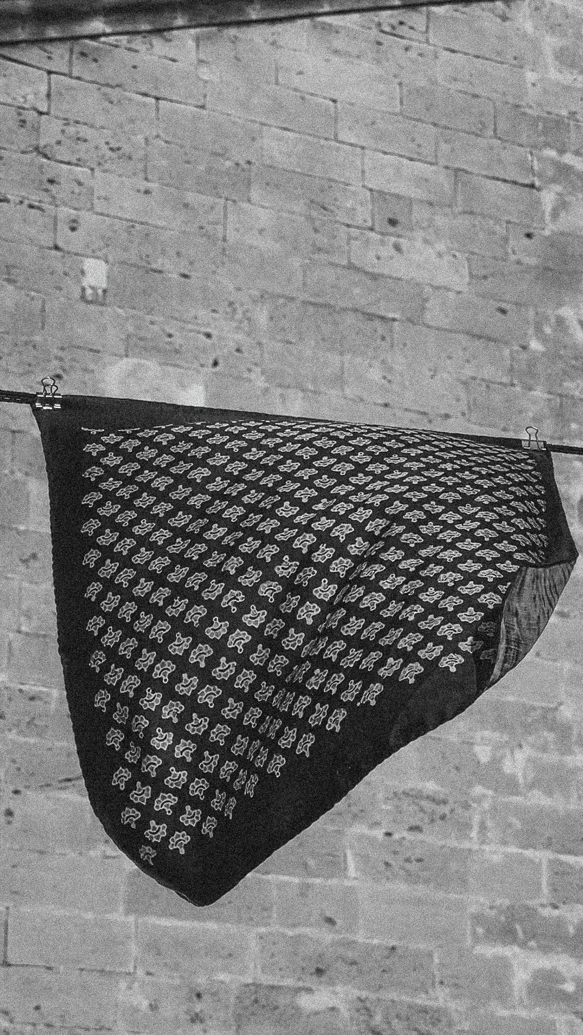 Petit Square, block-printed fine silk in natural dye